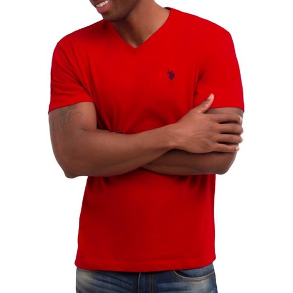 U.S. Polo Assn. Men's Short Sleeve V-Neck Tee (Engine Red) - Picture 1 of 1